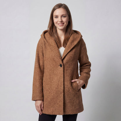 Women's Wool Blend Jacket – Relaxed Round Neck Cut