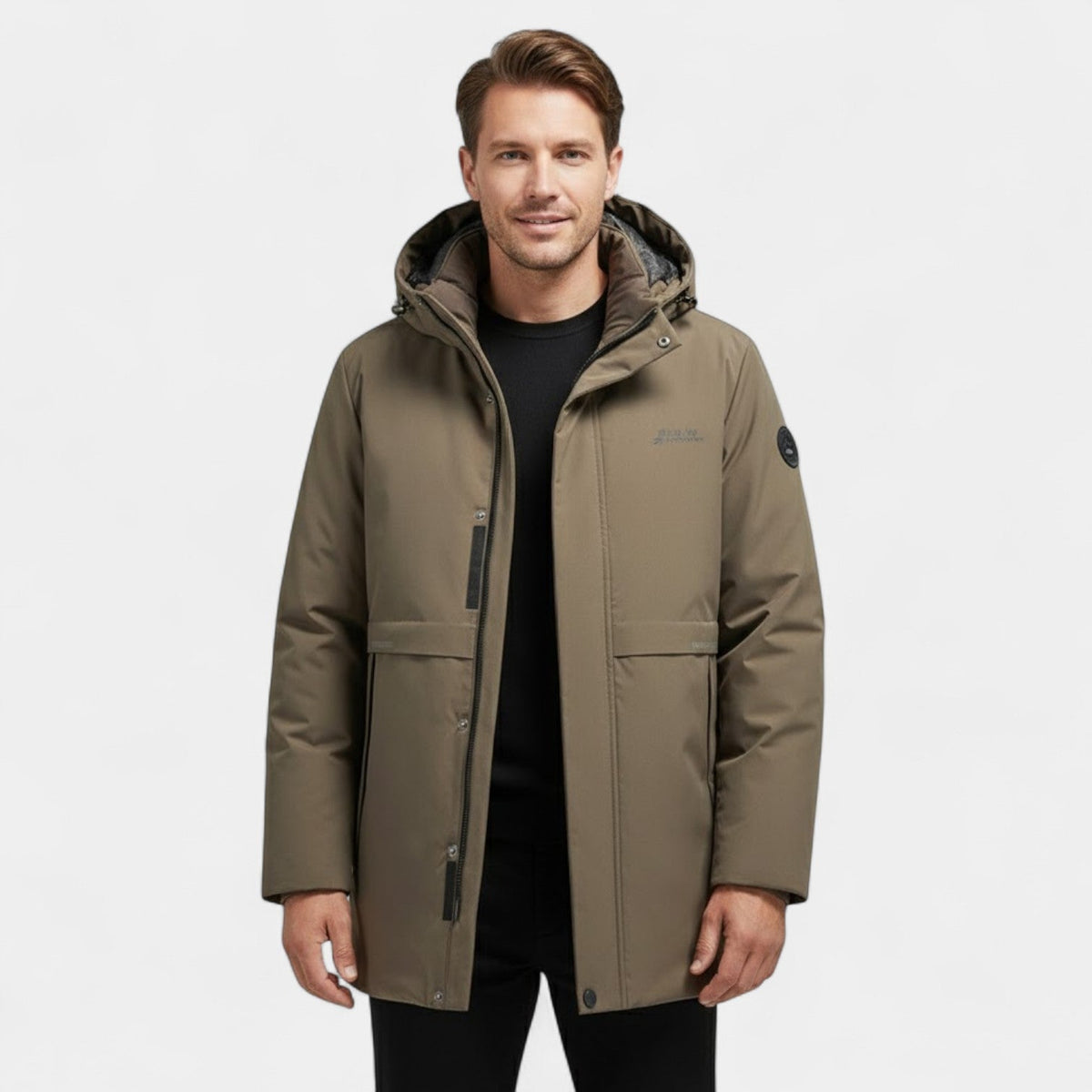 Men's Cotton Parka – Quilted Hood and Windproof Shell