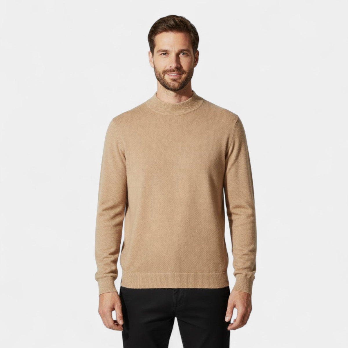 Men's Cashmere Jumper – Half Height Funnel Neck Knit