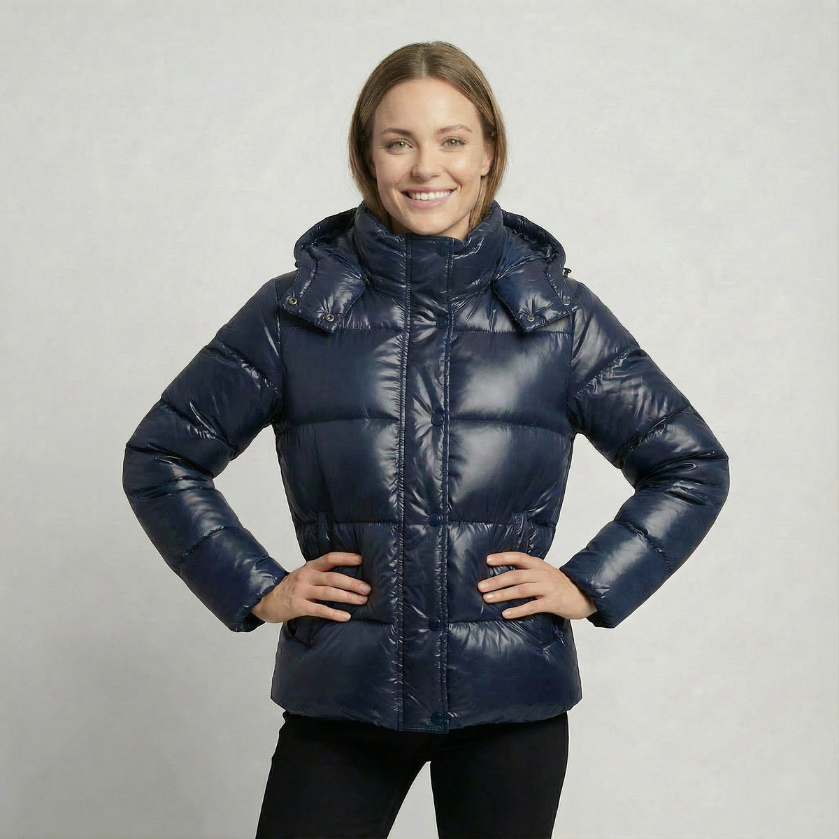 Women's Hooded Puffer Jacket – Cotton Linen Shell