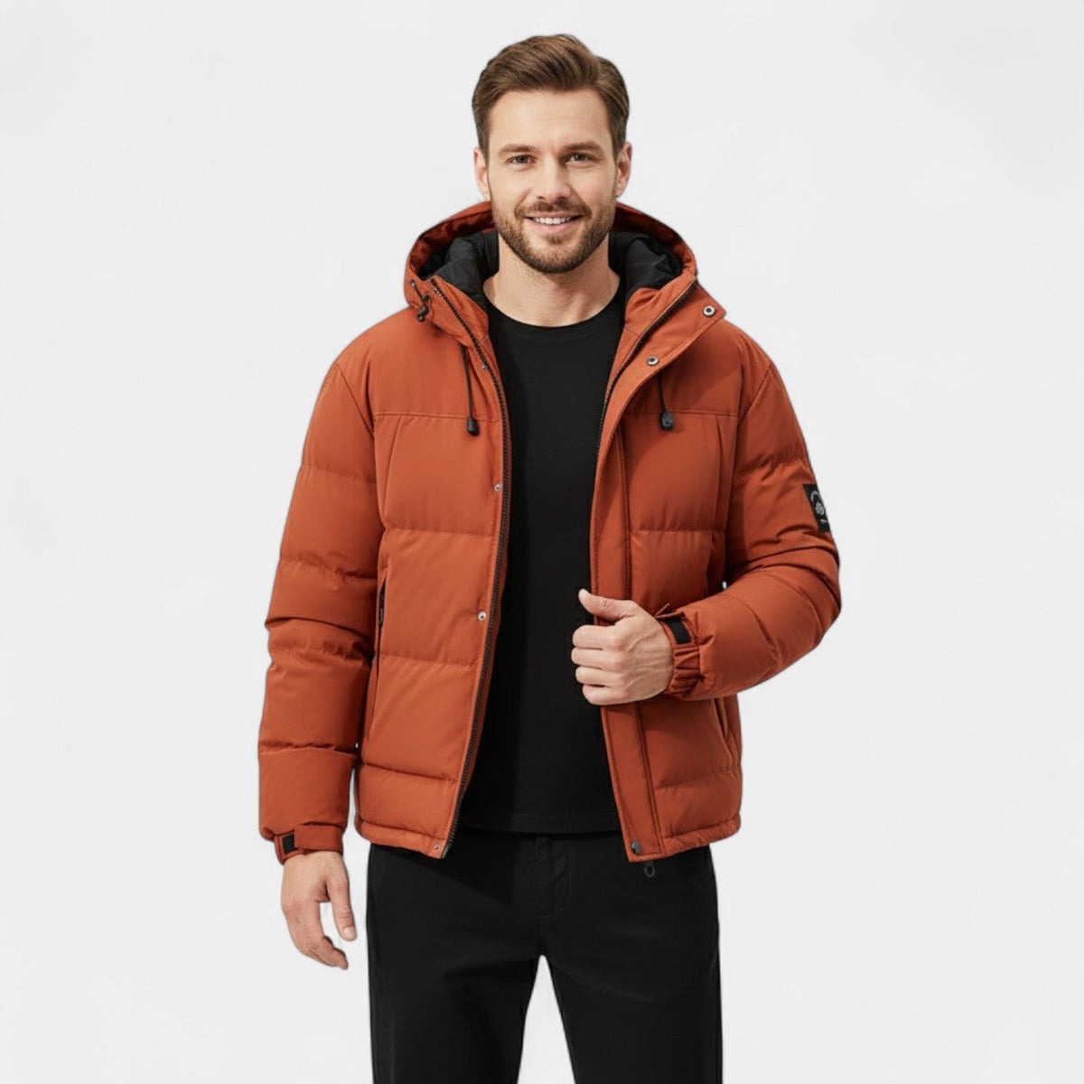 Men's Hooded Puffer Jacket – Thick Quilted Cotton Shell