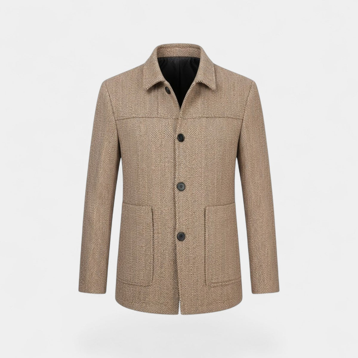 Men's Wool Coat – Lapel Collar, Business Casual Cut