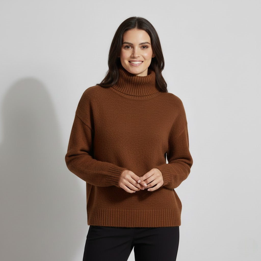 Women's Cashmere Blend Jumper – Thick Roll Neck
