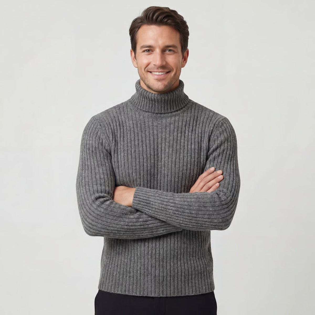 Men's Roll Neck Jumper – Slim Fit Technical Wool Blend