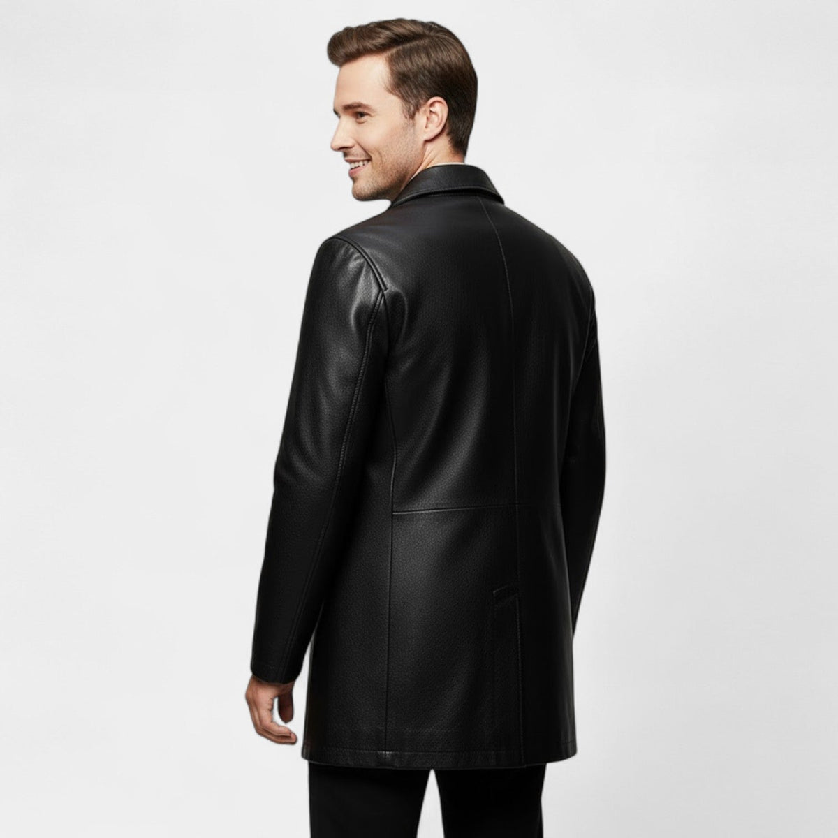 Men's Leather Jacket – Lapel Collar, Fleece Lined Warmth