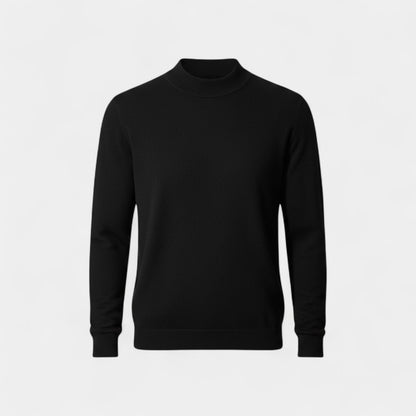 Men's Knitted Jumper – Half Stand Collar, Comfort Fit