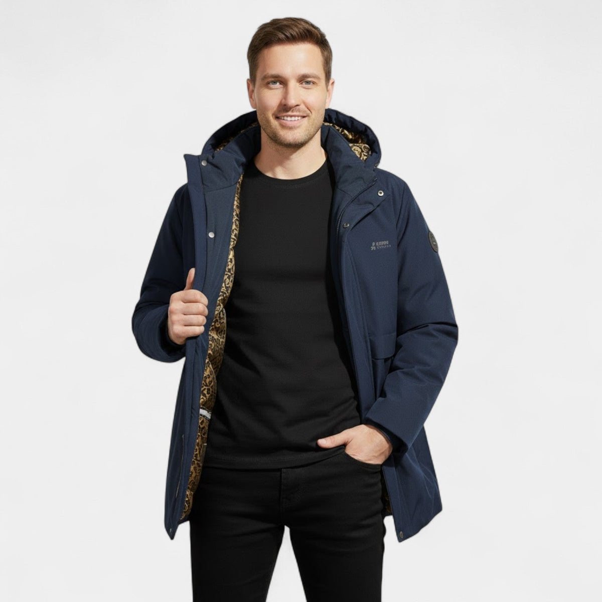 Men's Cotton Parka – Quilted Hood and Windproof Shell