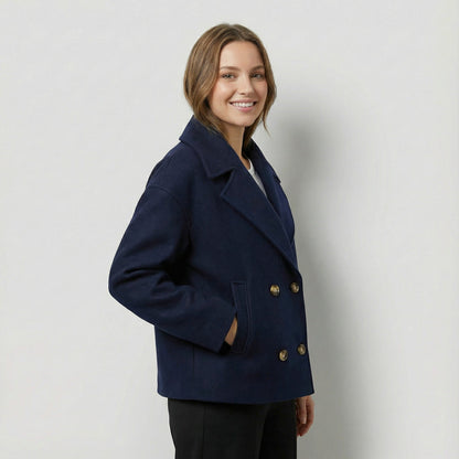 Women's Cropped Wool Blend Coat – Double Breasted