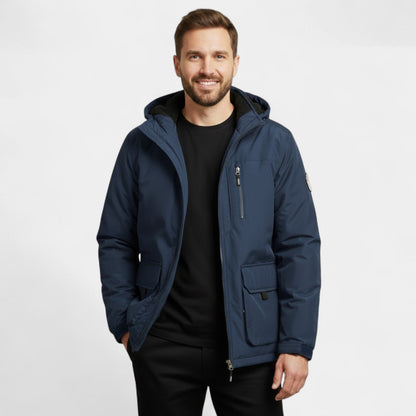 Men's Quilted Cotton Parka – Adjustable Drawcord Hood