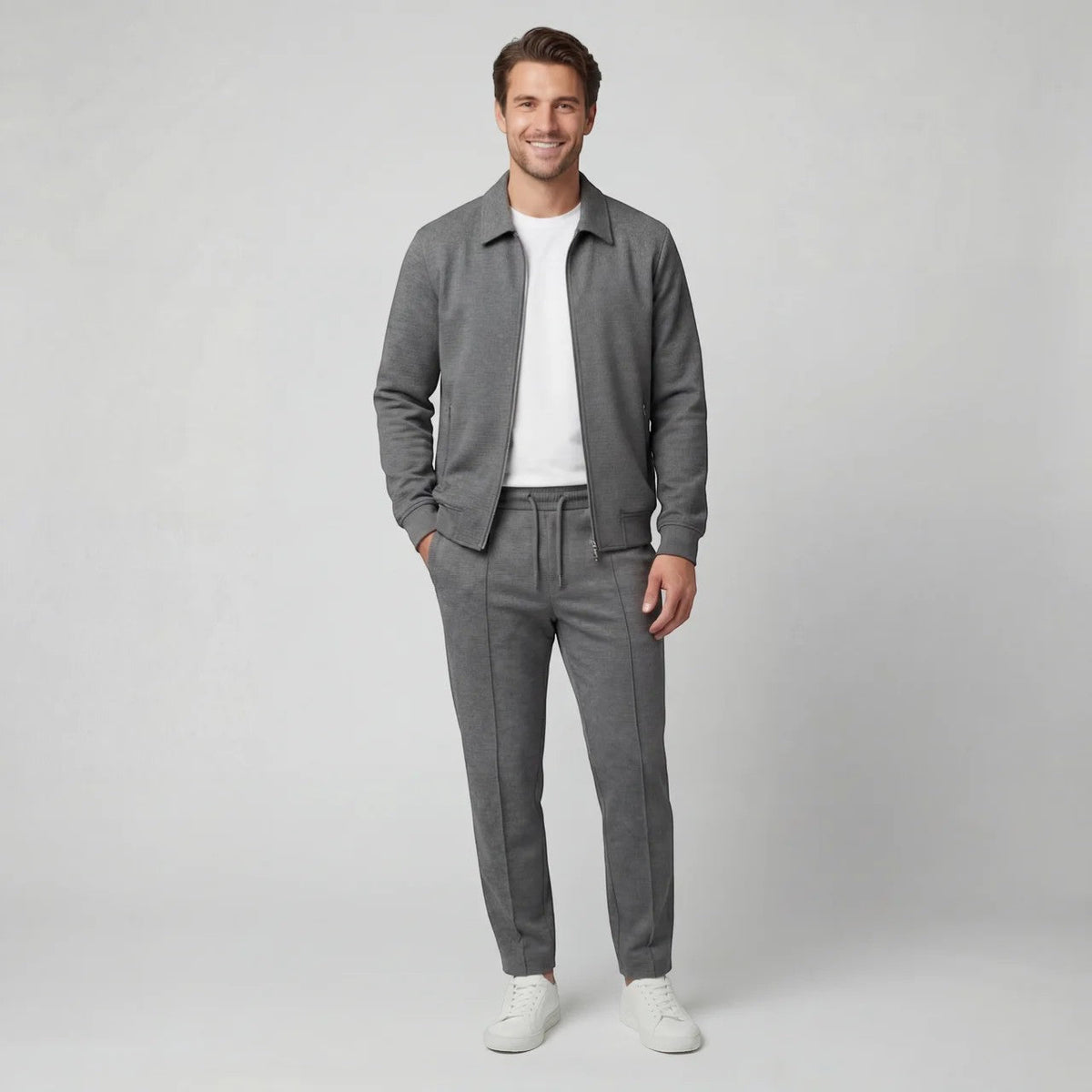 Men's Cotton Blend Jacket and Trouser Set – Slim Fit