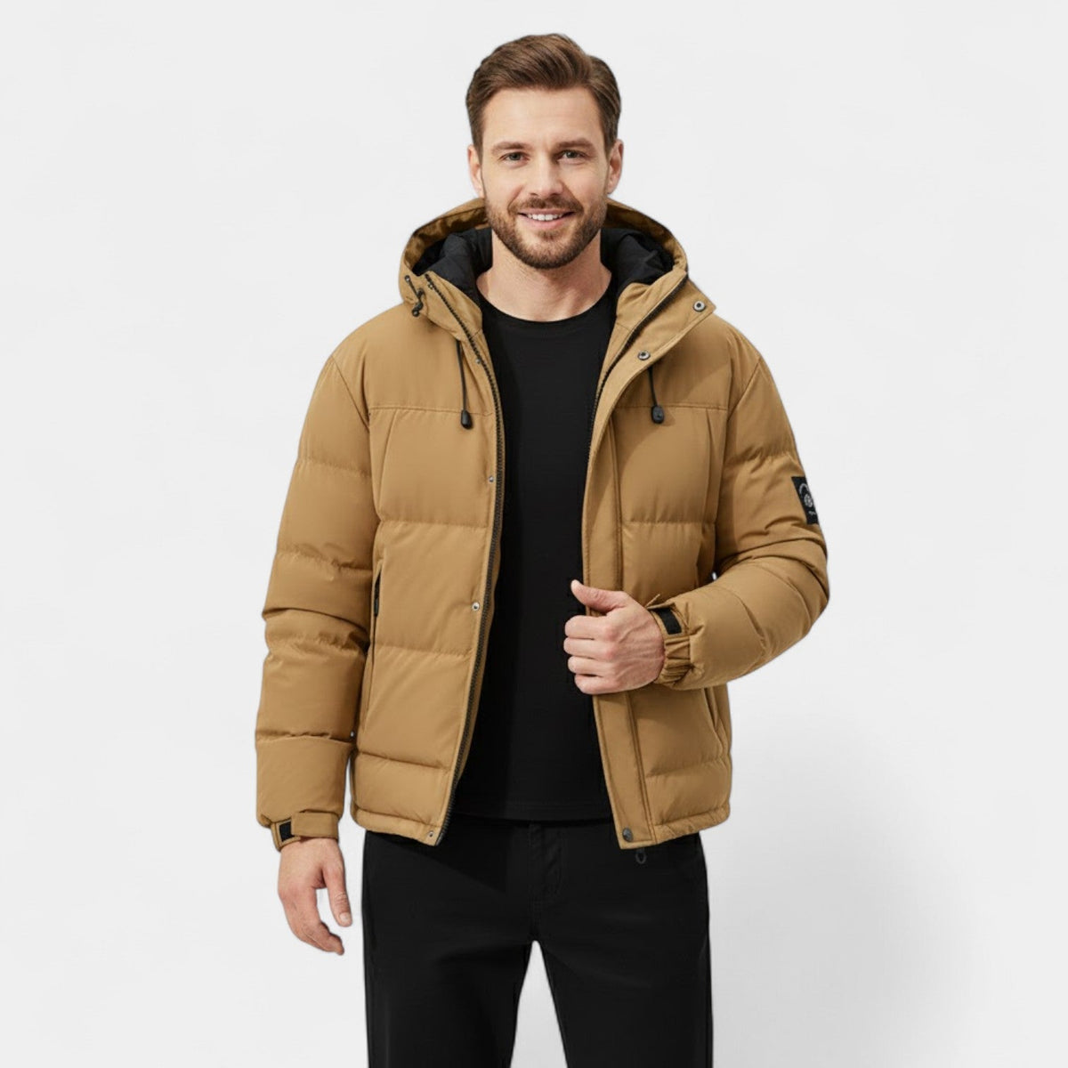 Men's Hooded Puffer Jacket – Thick Quilted Cotton Shell