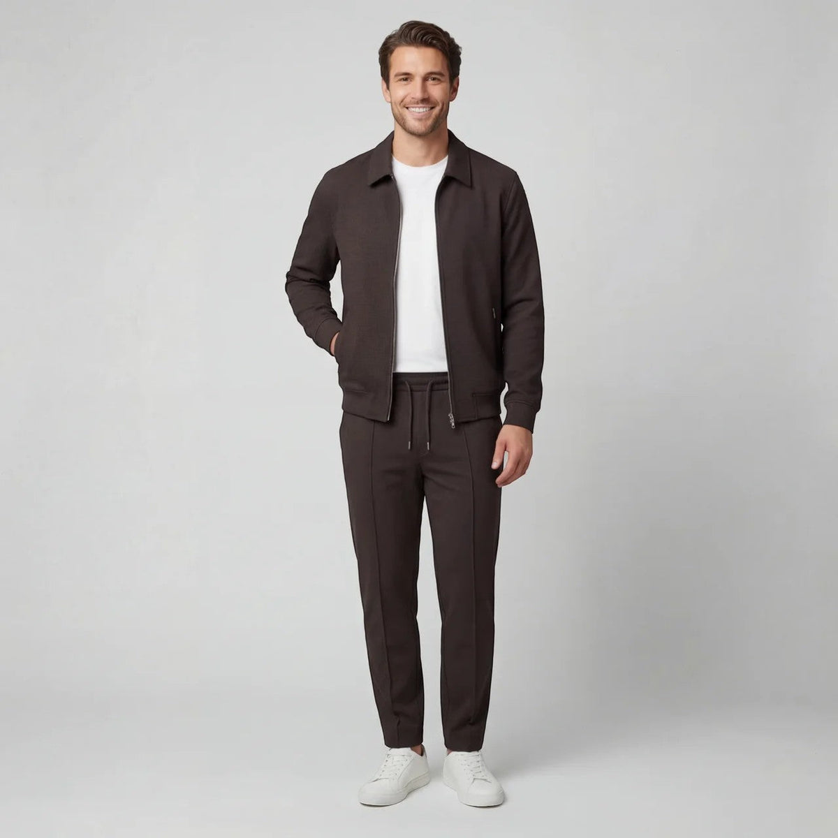Men's Cotton Blend Jacket and Trouser Set – Slim Fit