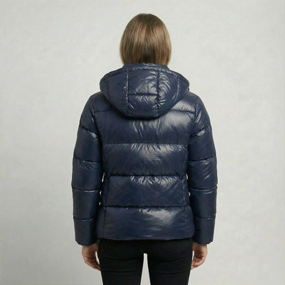 Women's Hooded Puffer Jacket – Cotton Linen Shell