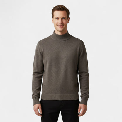 Men's Knitted Jumper – Half Stand Collar, Comfort Fit