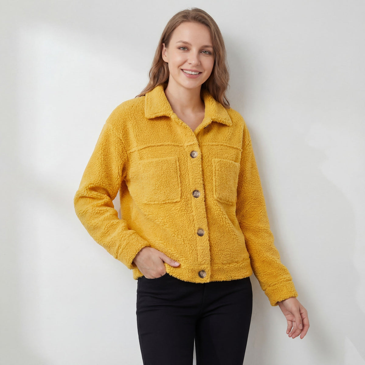 Women's Lambswool Jacket – Single Breasted Lapel Collar