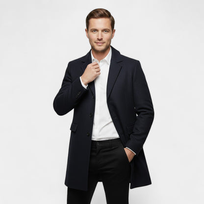 Men's Pure Wool Trench Coat – Long Classic Silhouette