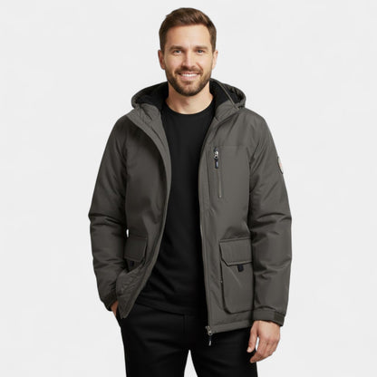 Men's Quilted Cotton Parka – Adjustable Drawcord Hood