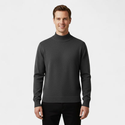 Men's Knitted Jumper – Half Stand Collar, Comfort Fit