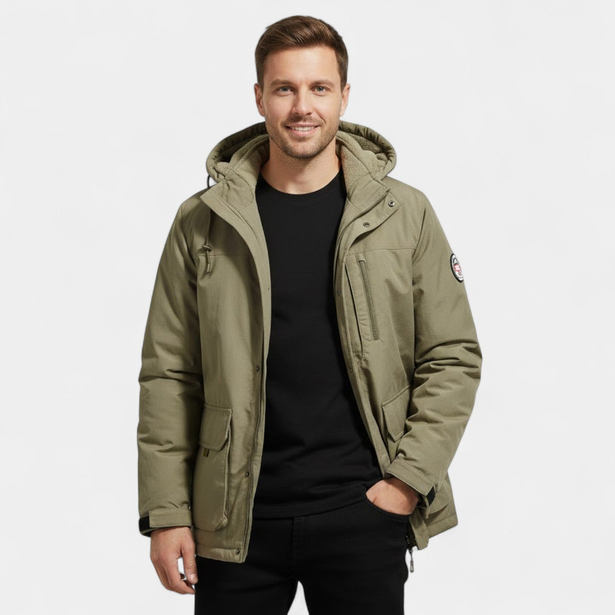 Men's Quilted Cotton Parka – Adjustable Drawcord Hood