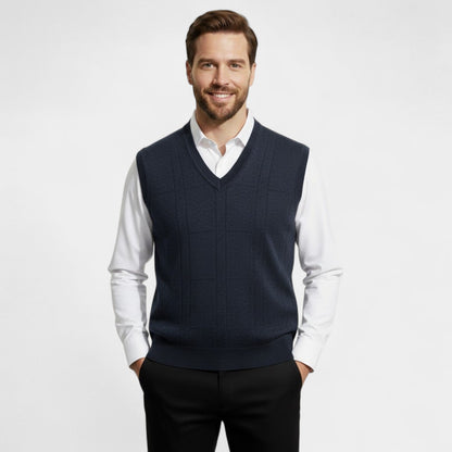 Men's Sleeveless Knit Vest – Deep V-Neck in Plain Colour