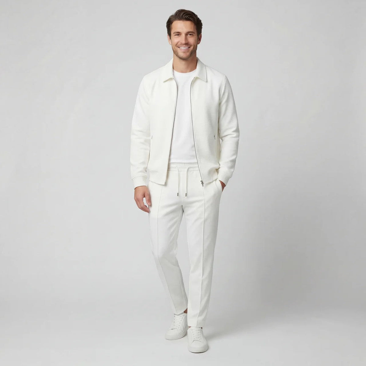 Men's Cotton Blend Jacket and Trouser Set – Slim Fit