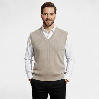 Men's Sleeveless Knit Vest – Deep V-Neck in Plain Colour
