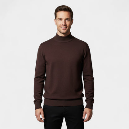 Men's Knitted Jumper – Half Stand Collar, Comfort Fit