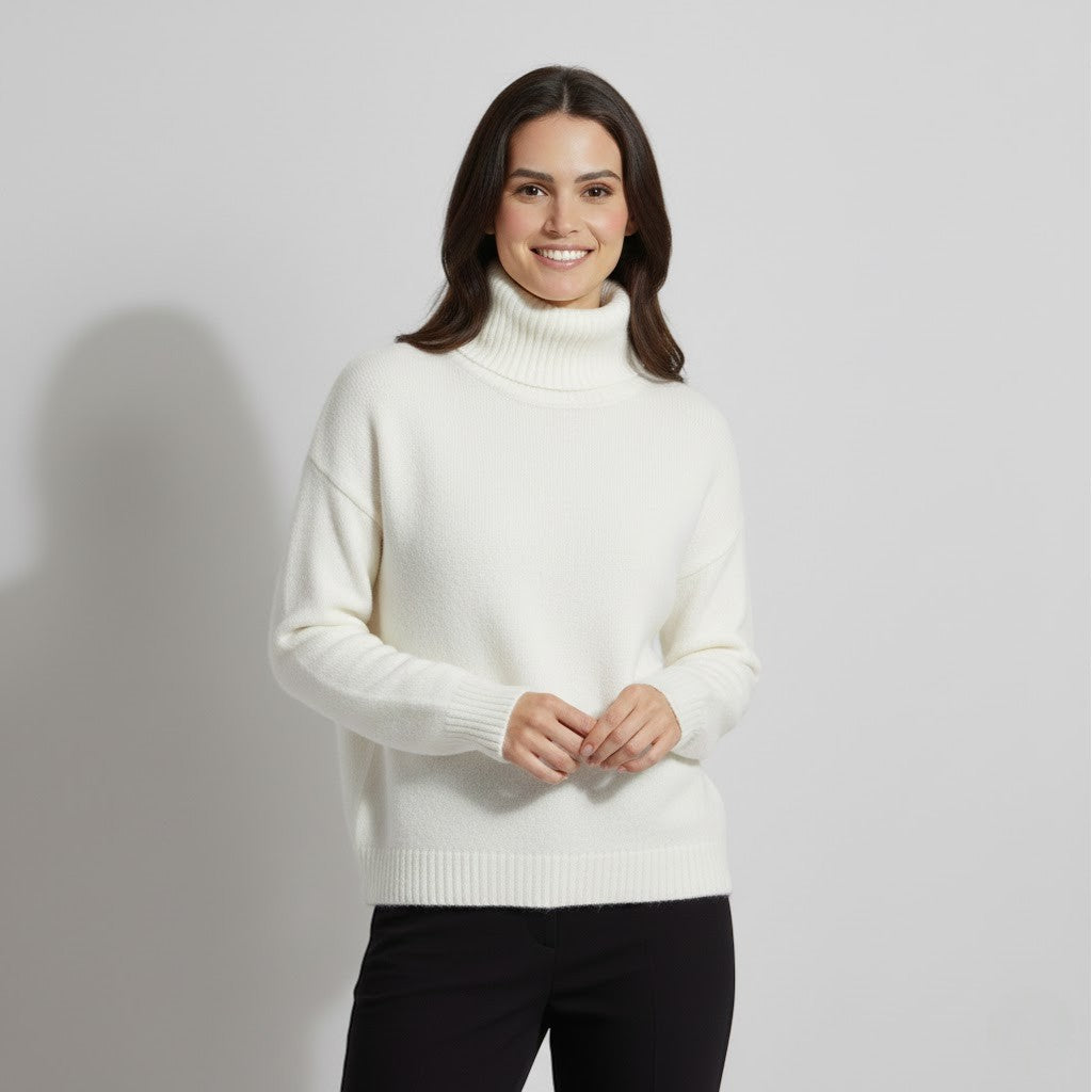 Women's Cashmere Blend Jumper – Thick Roll Neck
