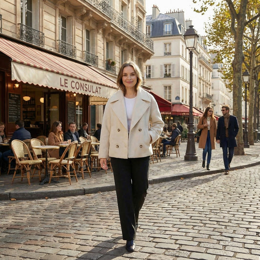 Women's Cropped Wool Blend Coat – Double Breasted