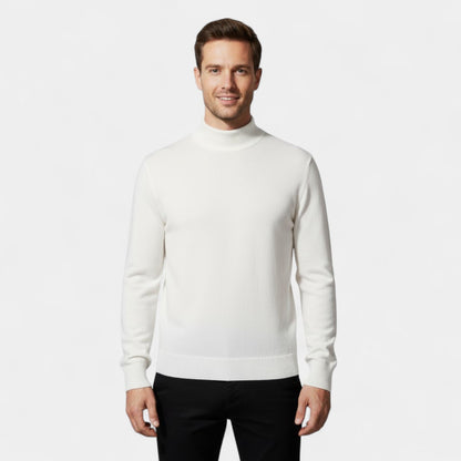 Men's Knitted Jumper – Half Stand Collar, Comfort Fit