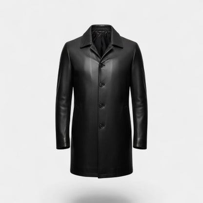 Men's Leather Jacket – Lapel Collar, Fleece Lined Warmth