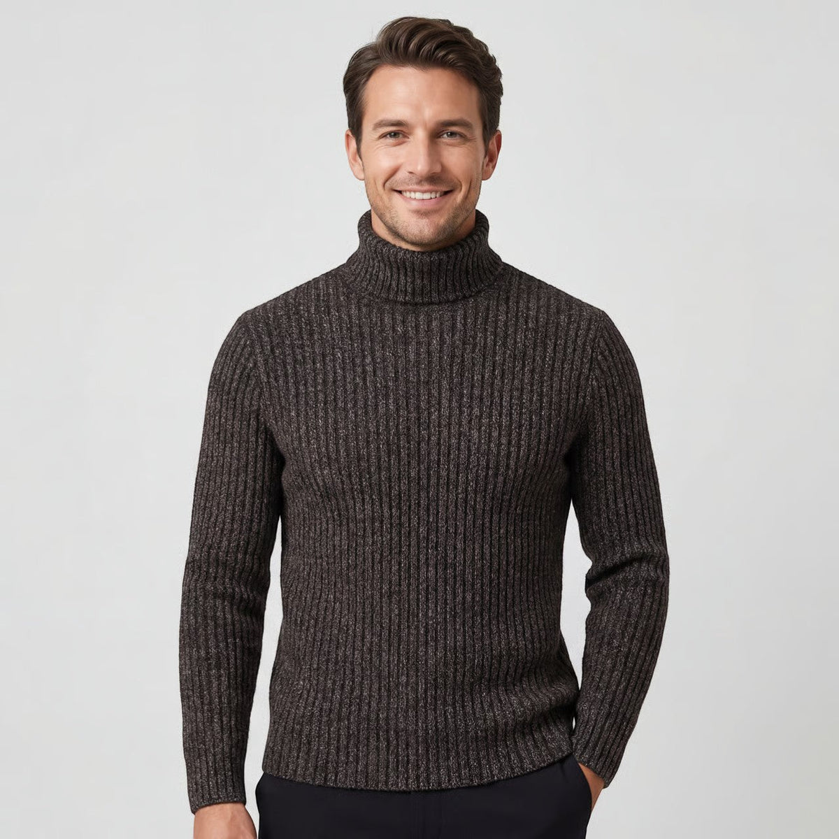 Men's Roll Neck Jumper – Slim Fit Technical Wool Blend