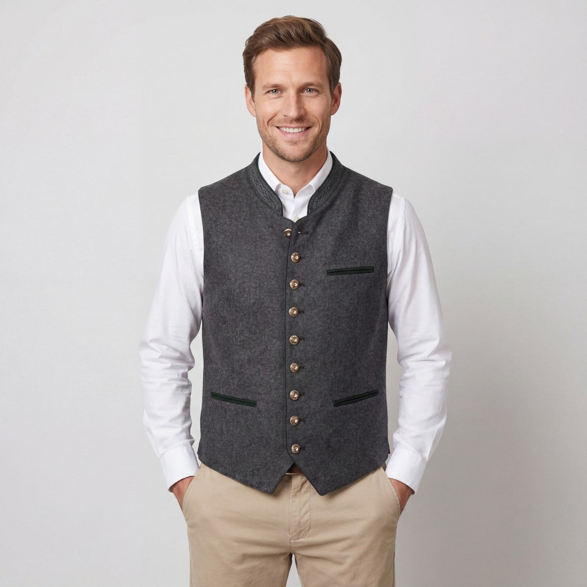 Men's Wool Blend Waistcoat – Slim Fit V Neckline