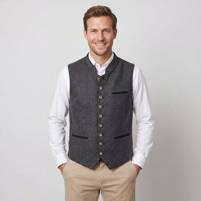 Men's Wool Blend Waistcoat – Slim Fit V Neckline