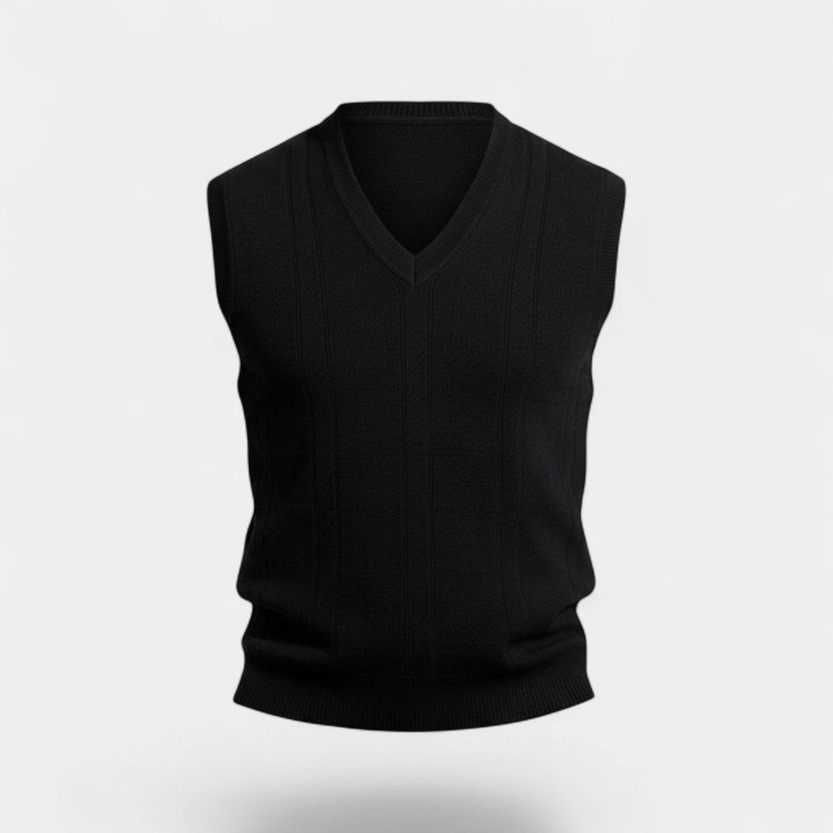 Men's Sleeveless Knit Vest – Deep V-Neck in Plain Colour
