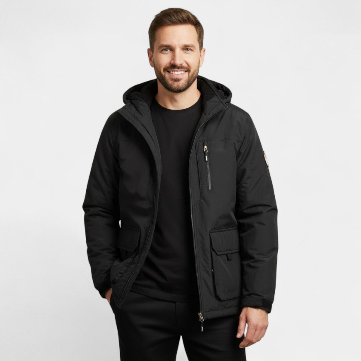 Men's Quilted Cotton Parka – Adjustable Drawcord Hood