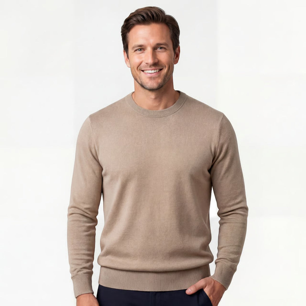 Men's Slim Fit Jumper – Minimalist Crew Neck Knit