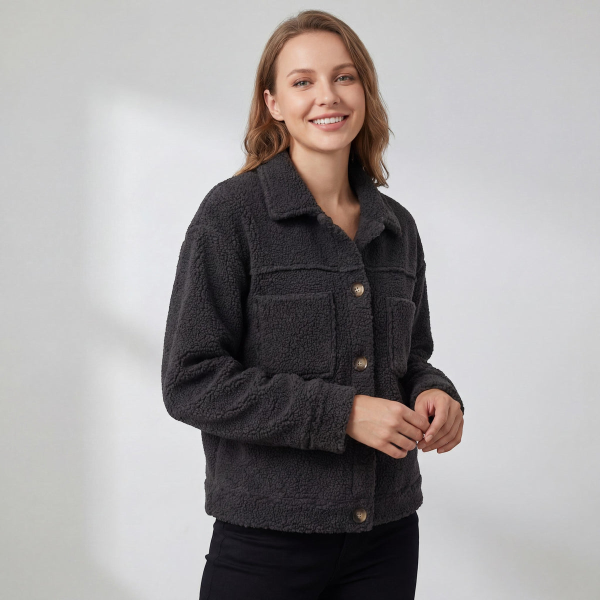Women's Lambswool Jacket – Single Breasted Lapel Collar