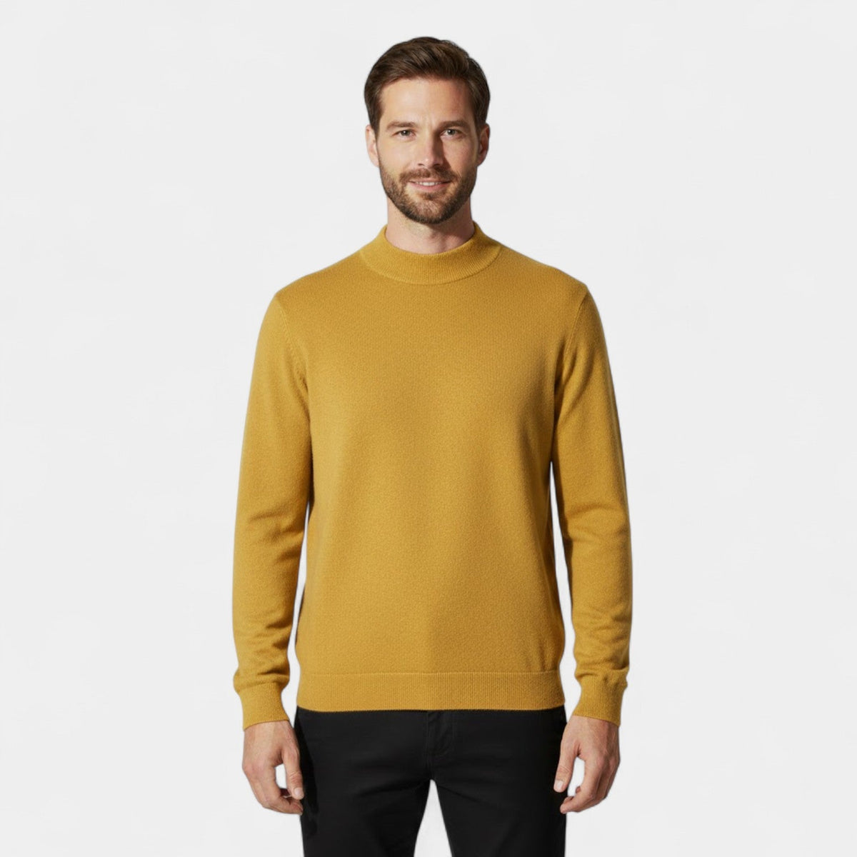 Men's Knitted Jumper – Half Stand Collar, Comfort Fit