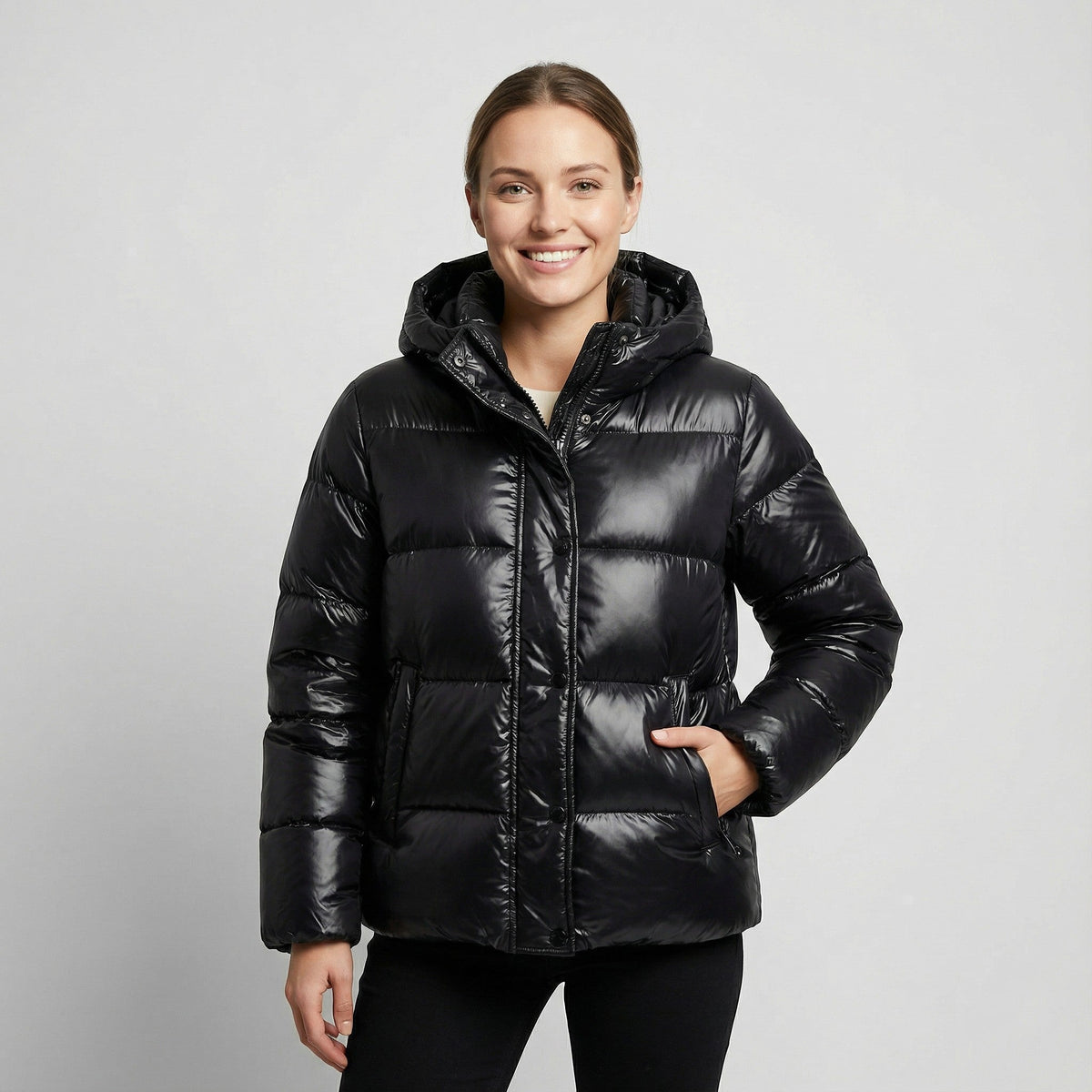 Women's Hooded Puffer Jacket – Cotton Linen Shell
