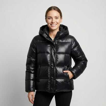 Women's Hooded Puffer Jacket – Cotton Linen Shell