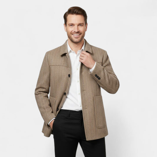 Men's Wool Coat – Lapel Collar, Business Casual Cut