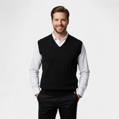 Men's Cable Knit Sleeveless Vest – Deep V Neckline