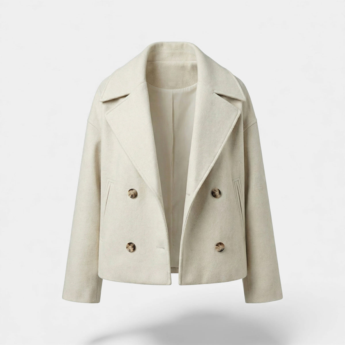 Women's Cropped Wool Blend Coat – Double Breasted