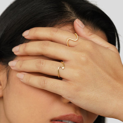Imari Curved Wave Gold-Tone Slim Ring