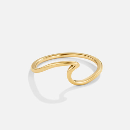 Imari Curved Wave Gold-Tone Slim Ring
