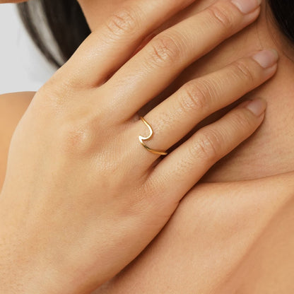 Imari Curved Wave Gold-Tone Slim Ring