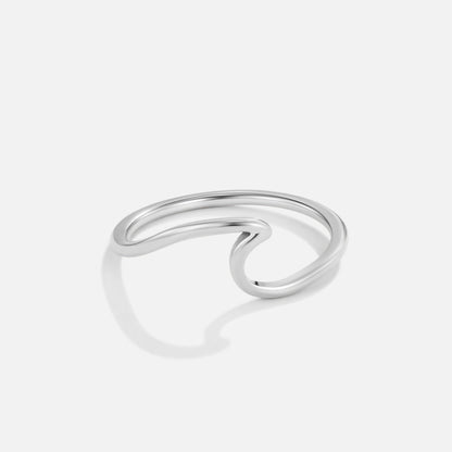Imari Silver-Tone Ring with a Soft Wave Curve