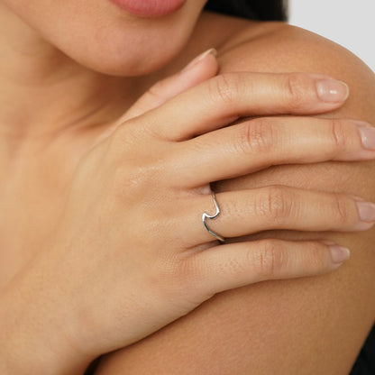 Imari Silver-Tone Ring with a Soft Wave Curve