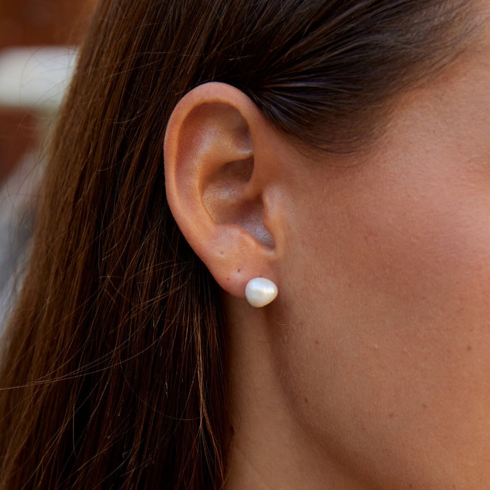 Ina Softly Rounded Pearl Stud Earrings
